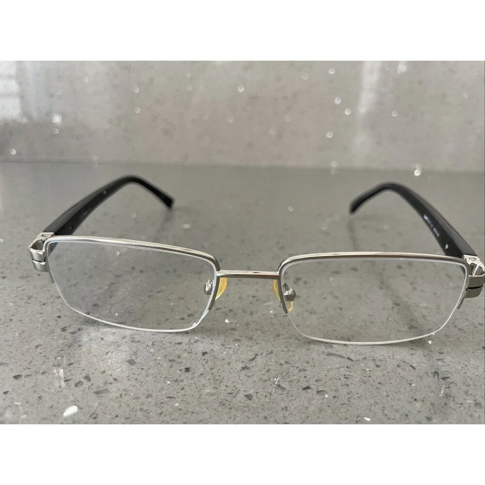 Superflex 377 c.1 54-19-145 Black Half Rim Eyeglasses Frames ONLY Silver